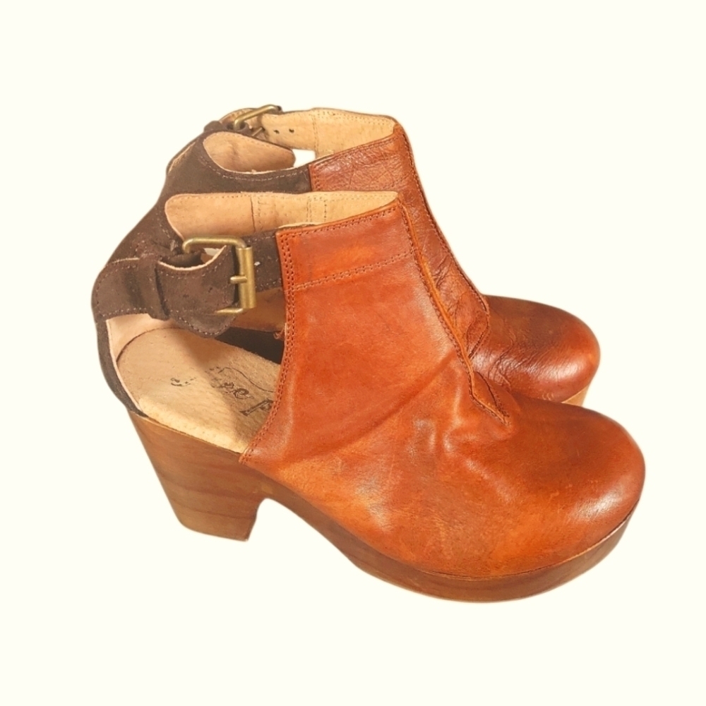 Free People Stylish Brown Leather  Clogs Amber Ankle Boots Made in Spain  Sz 37 - Picture 9 of 9